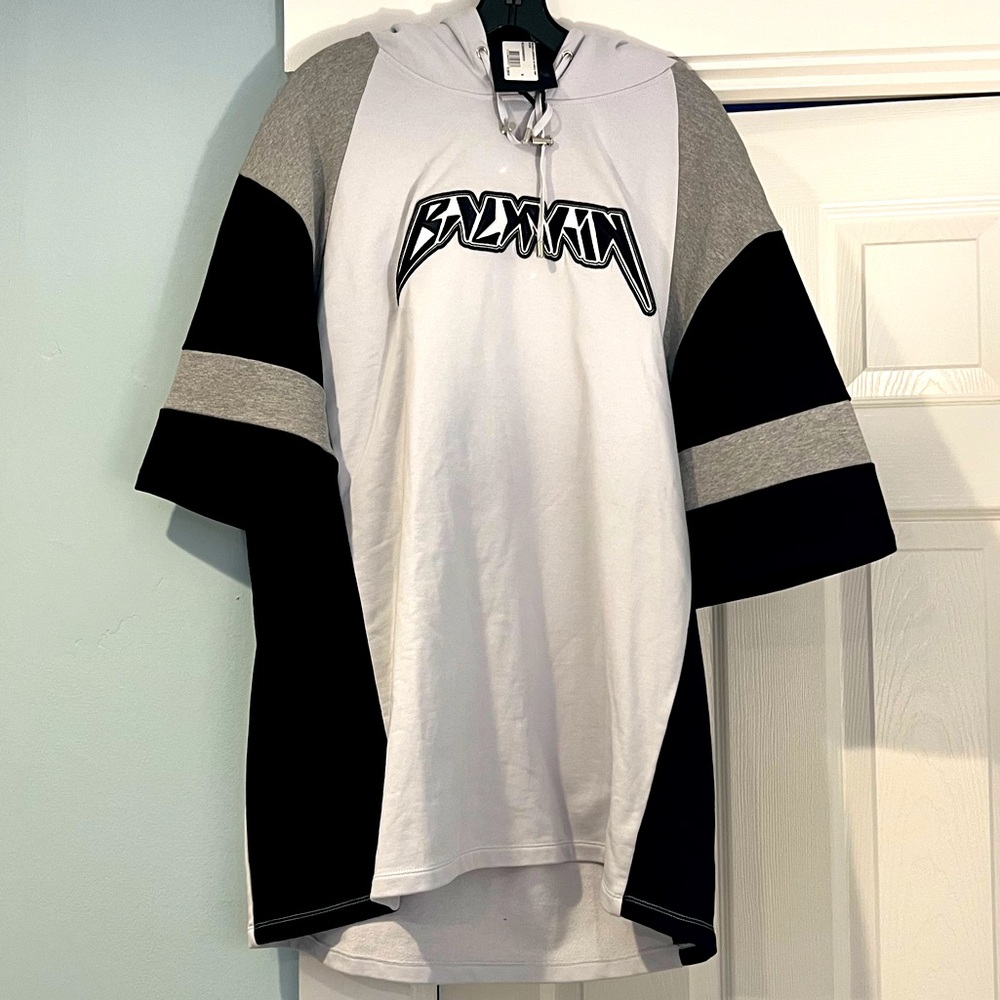 Balmain Black and White oversized Hooded unisex Shirt